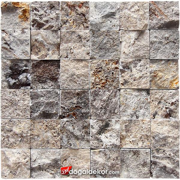 Patlatma Taş Doğal Duvar Kaplama Gümüş Moziak 5x5cm -DT1561